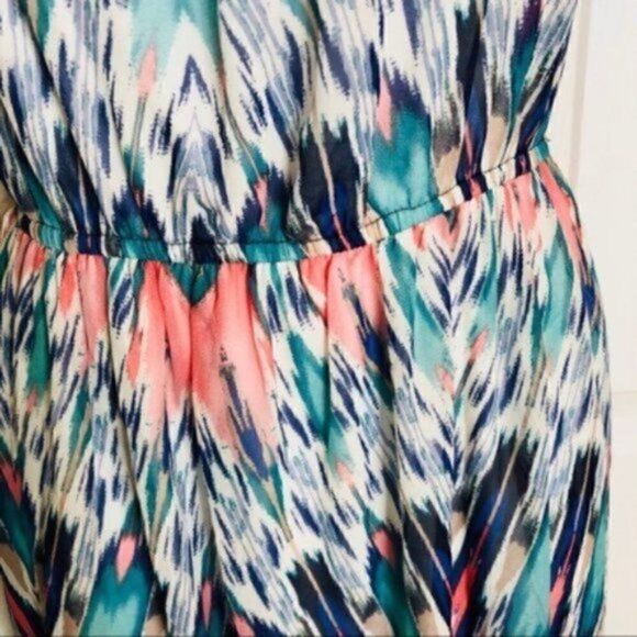 Lily Rose Tribal Ikat Crochet Lace Maxi Dress Teal S - Picture 5 of 8